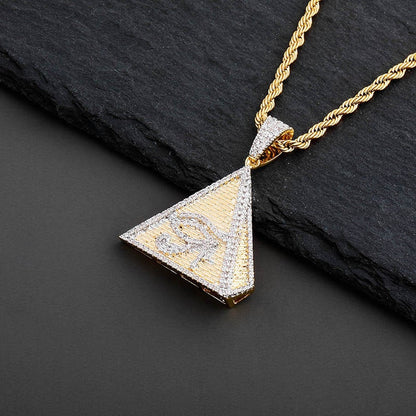 iced out Pyramid horus eye pendant necklace