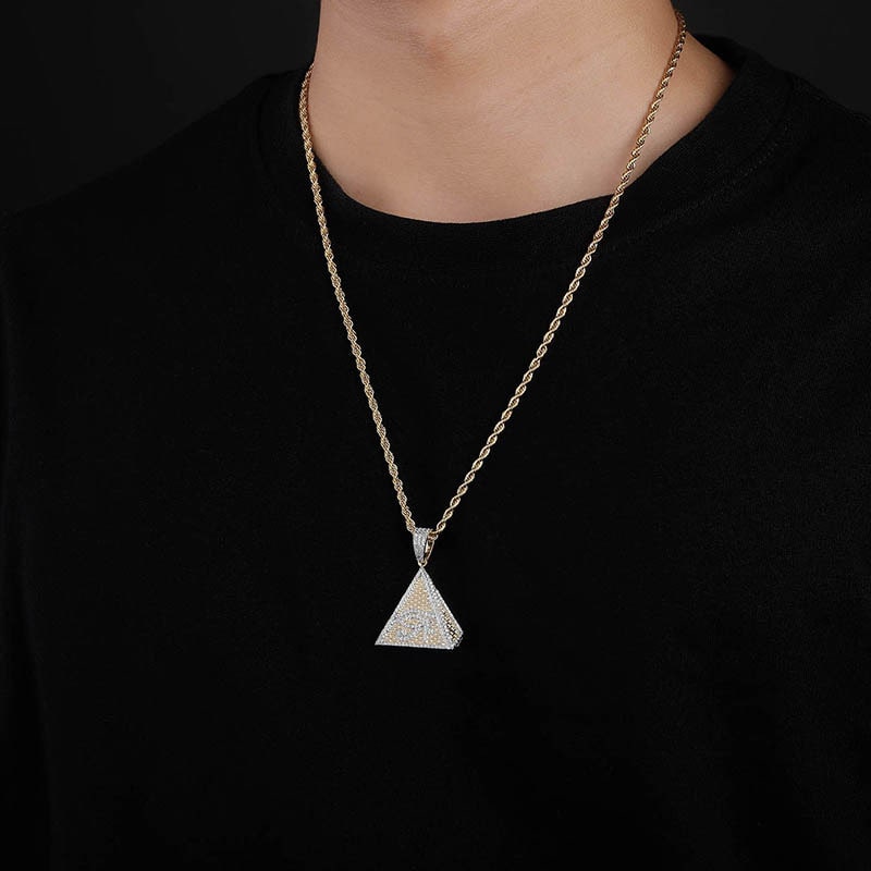 men's 14k gold plated Pyramid chain necklace