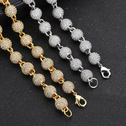 14K Iced Out Ball Chain Necklace