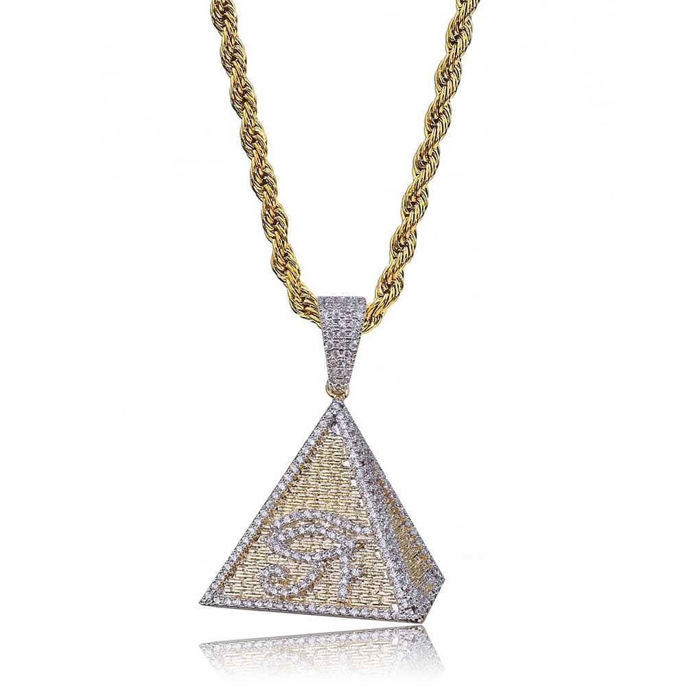 14k iced out pendant chain necklace for men