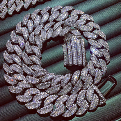 20MM Mix-pave CZ Diamond Arc Cuban Link Chain