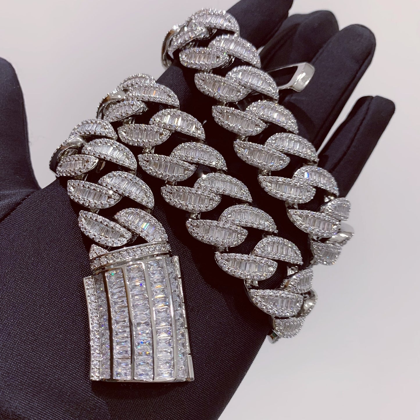 20MM Mix-pave CZ Diamond Arc Cuban Link Chain