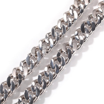 14K 15MM Iced Out Shiny CZ Diamond Novelty Cuban Link Chain