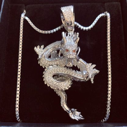 s925 Ancient Emperor Dragon Pendant Necklace