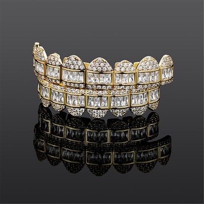 18K Brilliant Mix Baguette CZ Teeth Grills Jewelry Set