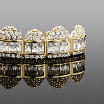 18K Brilliant Mix Baguette CZ Teeth Grills Jewelry Set