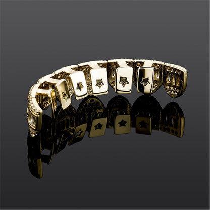 18K Brilliant Mix Baguette CZ Teeth Grills Jewelry Set