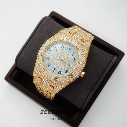 Men's Iced Out 43MM Octagonal Calendar Dial Quartz Watch