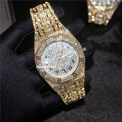 Men's Iced Out 43MM Octagonal Calendar Dial Quartz Watch