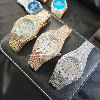 Men's Iced Out 43MM Octagonal Calendar Dial Quartz Watch