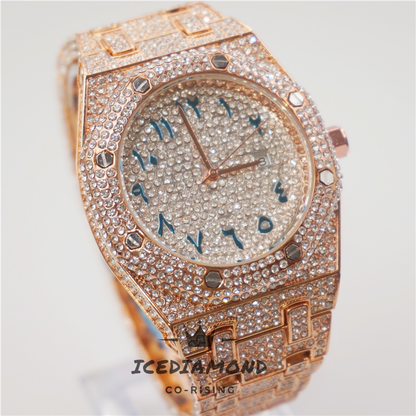 Men's Iced Out 43MM Octagonal Calendar Dial Quartz Watch