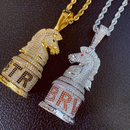 iced out big war horse pendant necklace