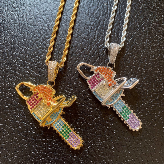 bling iced out pendant 18k necklace for lgbtq unisex