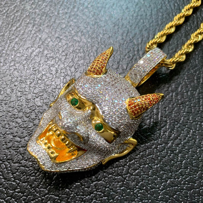 18K iced out diamond ghost pendant chain necklace