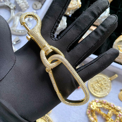 18K Iced Out Car Key Carabiner Chain Hook Loop