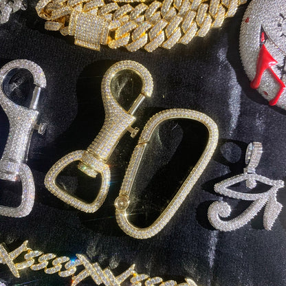 18K Iced Out Car Key Carabiner Chain Hook Loop