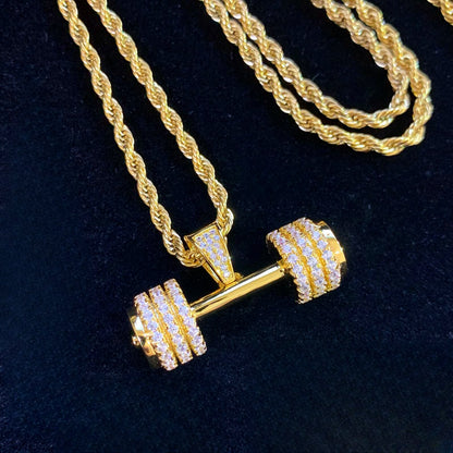 14k gold plated Dumbbell pendant necklace