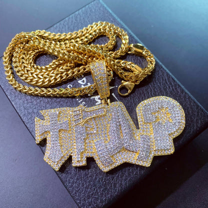 Hip Hop Trendy Iced Out TRAP Letter Gold Chain Necklace