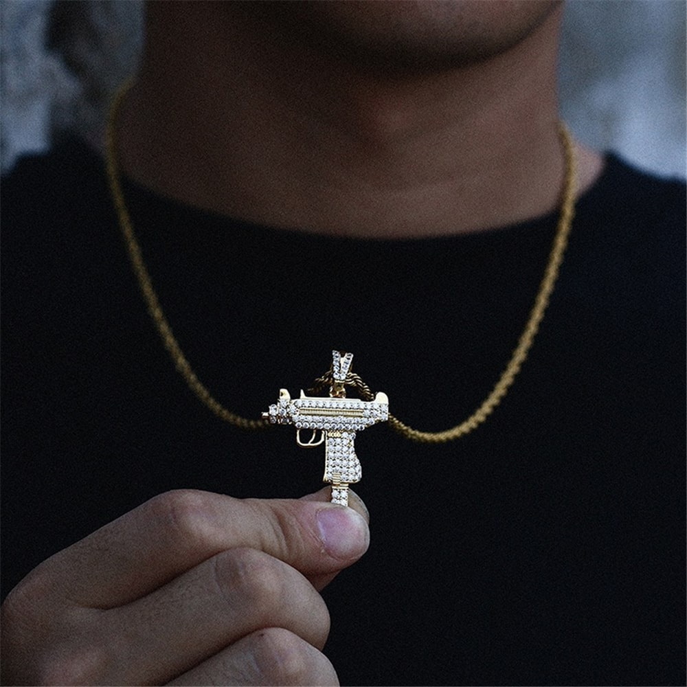 14K Micro UZI Stylish Pendant Necklace