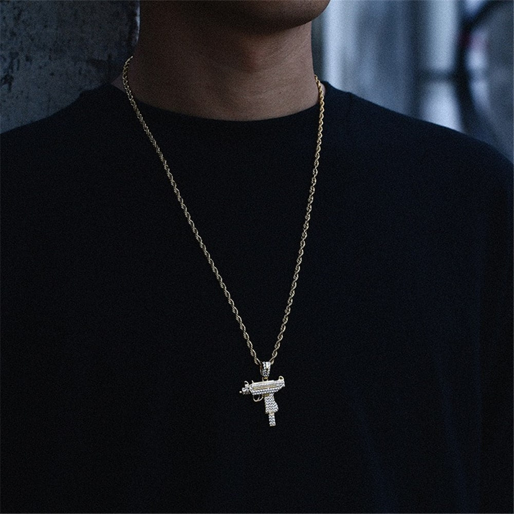 14K Micro UZI Stylish Pendant Necklace