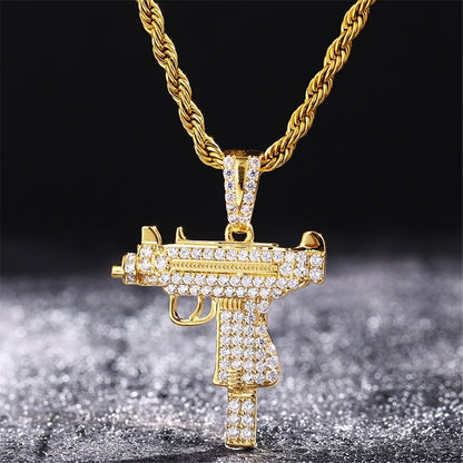 14K Micro UZI Stylish Pendant Necklace