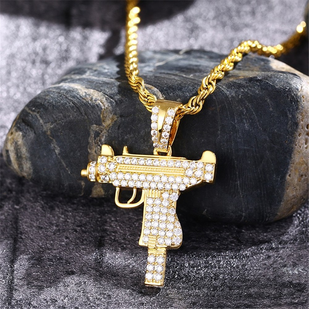 14K Micro UZI Stylish Pendant Necklace