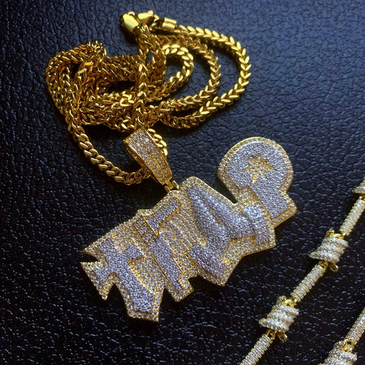 Hip Hop Trendy Iced Out TRAP Letter Gold Chain Necklace