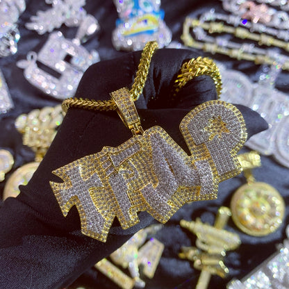 Hip Hop Trendy Iced Out TRAP Letter Gold Chain Necklace