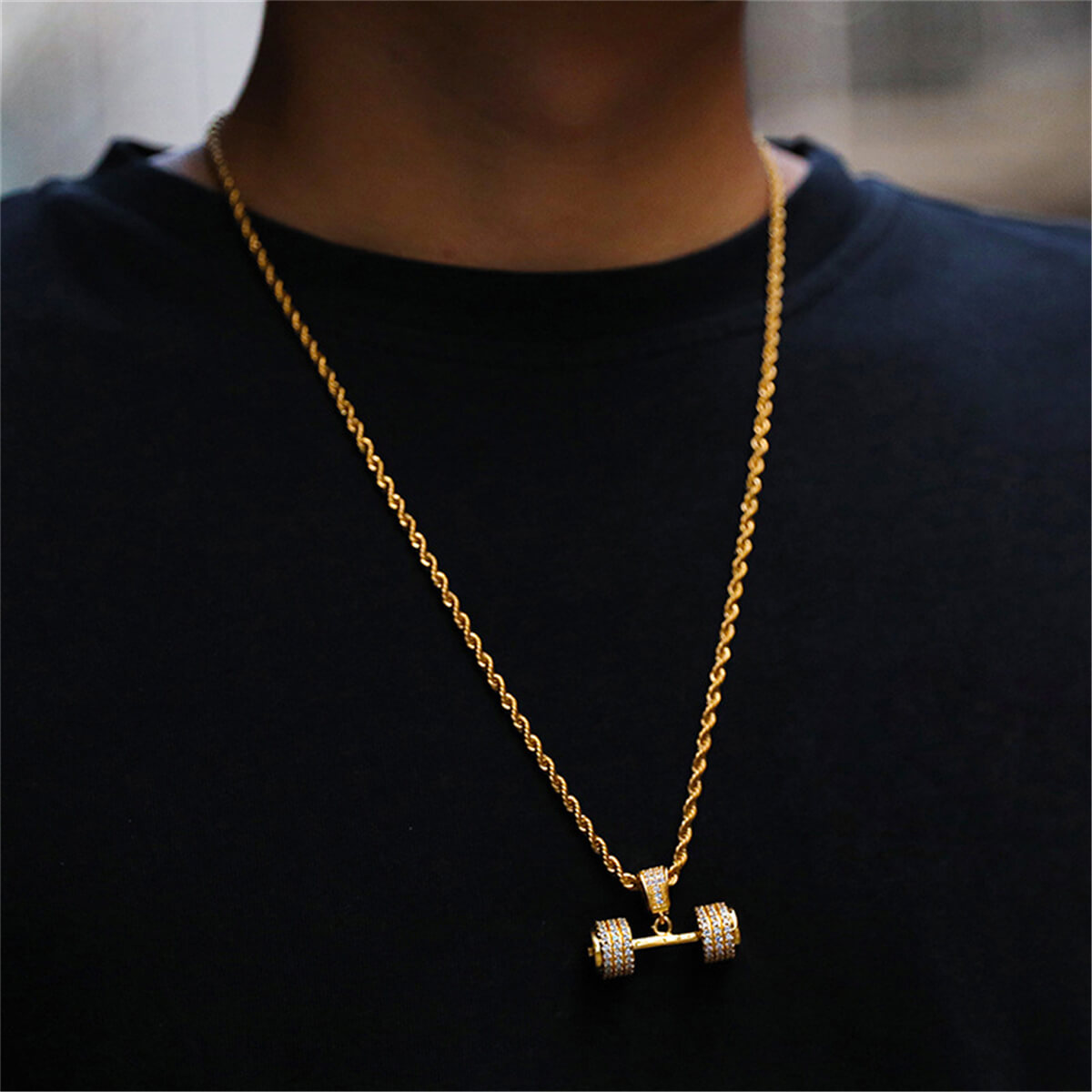 urban fashion Dumbbell pendant necklace