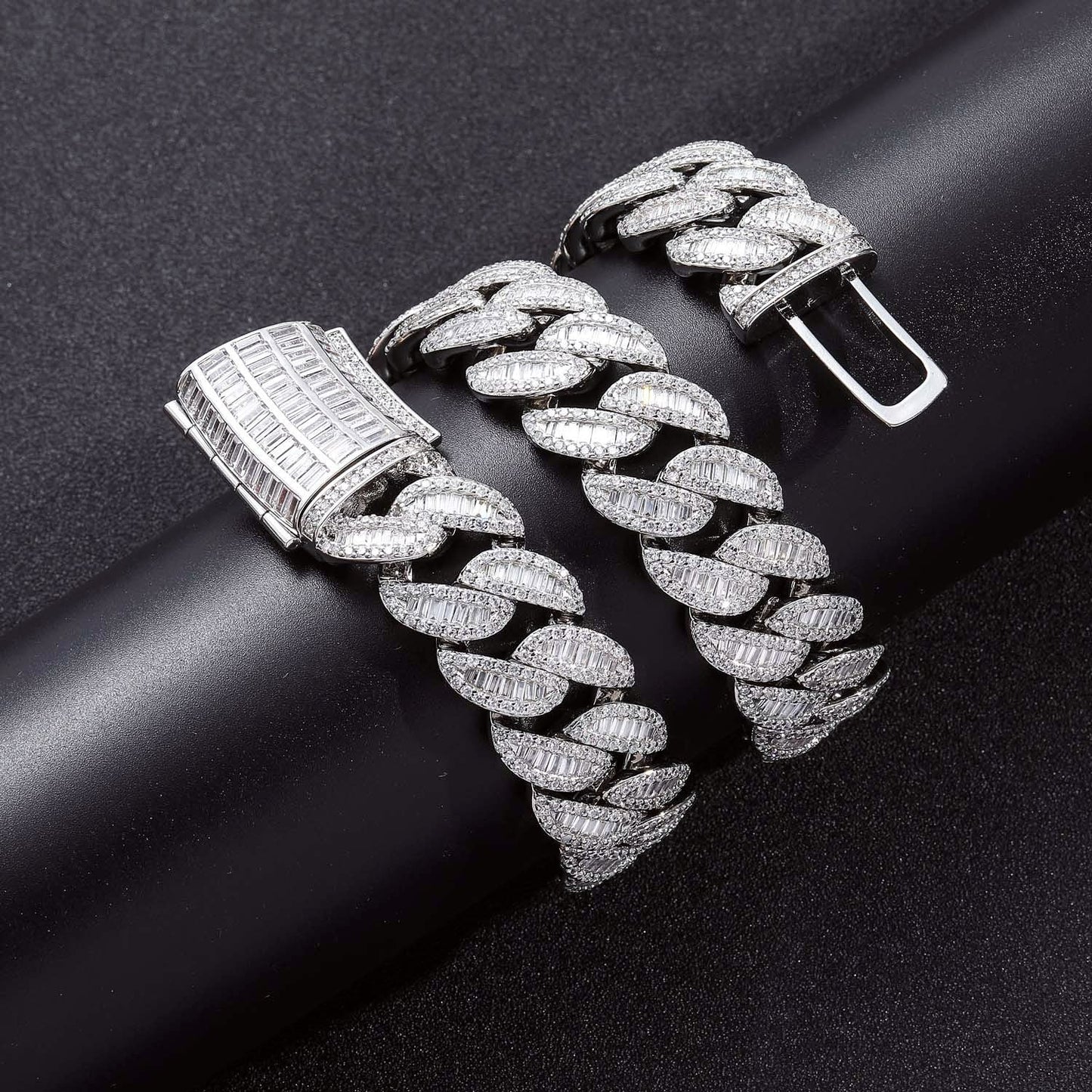 20MM Mix-pave CZ Diamond Arc Cuban Link Chain