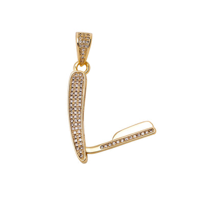 14K Tiny Razor Bling CZ Diamond Foldable Pendant Necklace