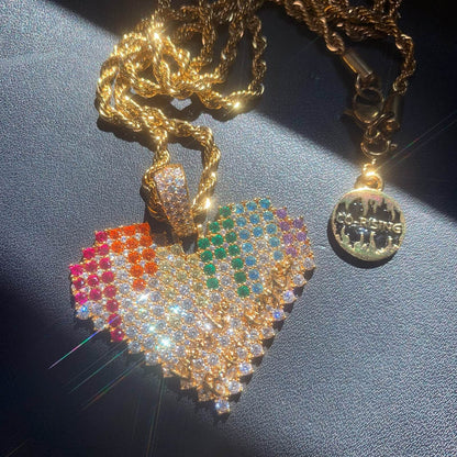 icediamond bling diamond pride pendant necklace for lgbtq queer