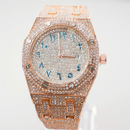 Men's Iced Out 43MM Octagonal Calendar Dial Quartz Watch