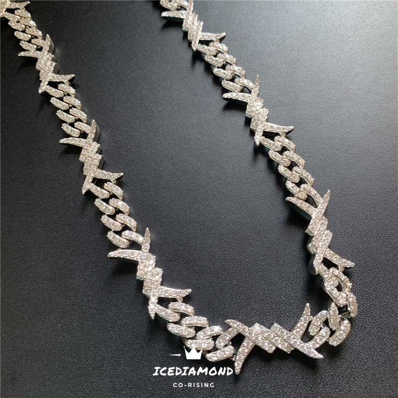 18K Gold Plated Iced Out Thorns Creative Cuban Link Chain Necklace