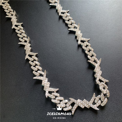 18K Gold Plated Iced Out Thorns Creative Cuban Link Chain Necklace