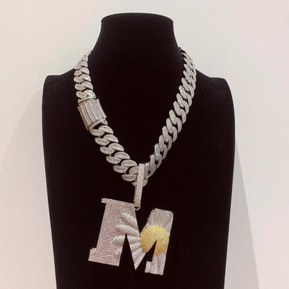 diamond cuban link chain with big name pendant necklace