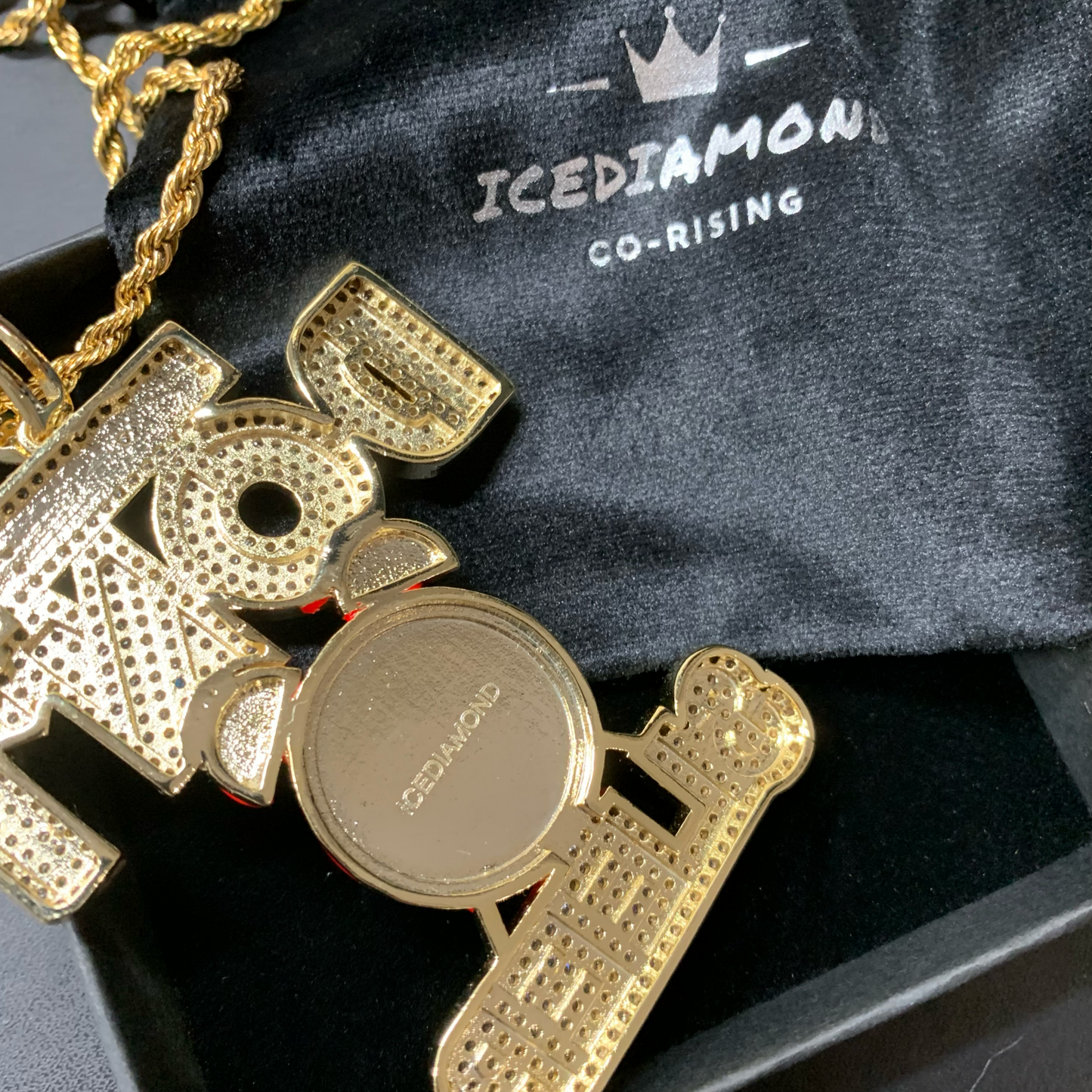 Iced Out Big Red Clock-Money Don't Sleep Excitation Pendant Necklace