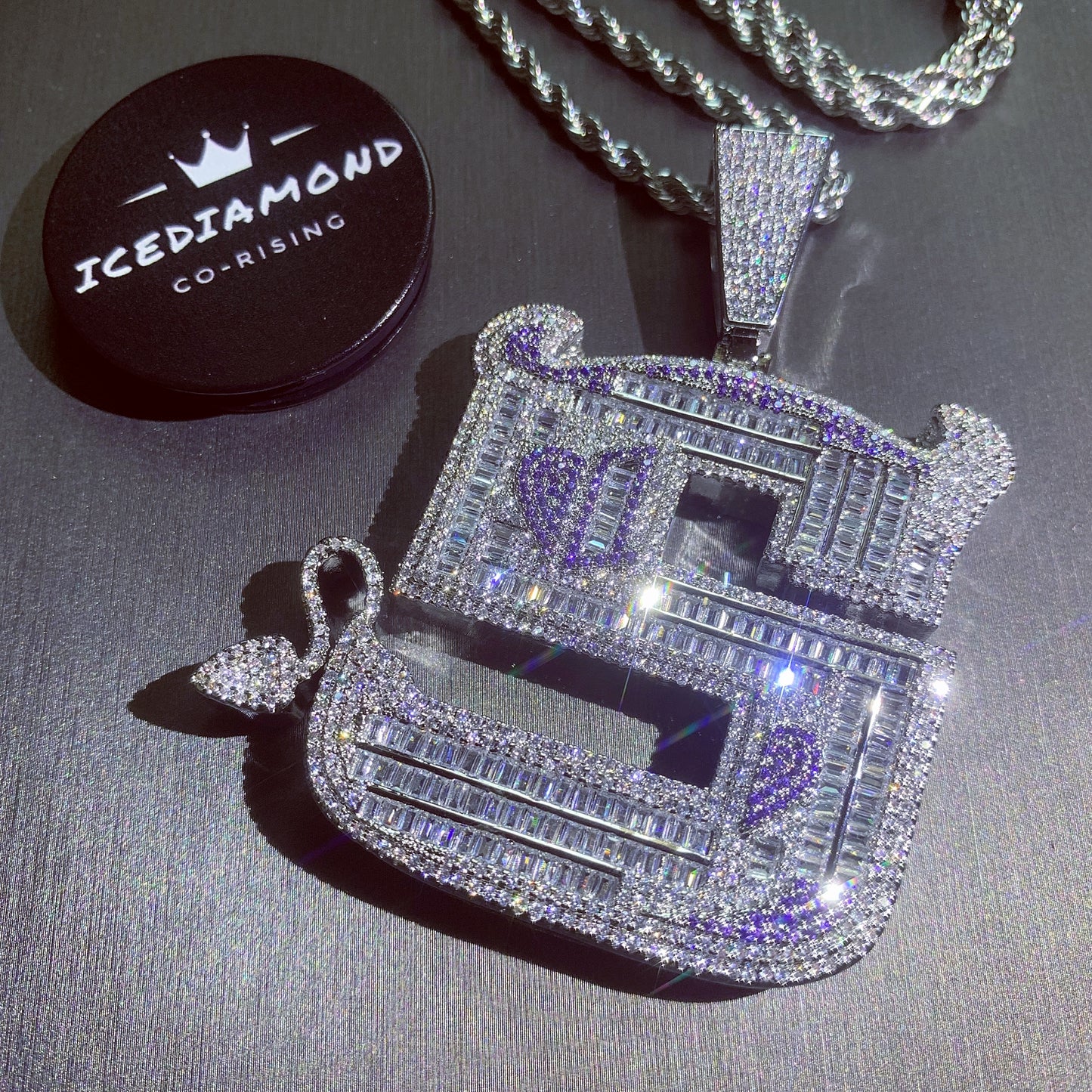 bling iced out pendant with chain necklace