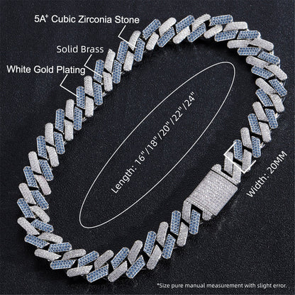 20mm Dual Colors Zirconia Iced Out Miami Cuban Chain Necklace