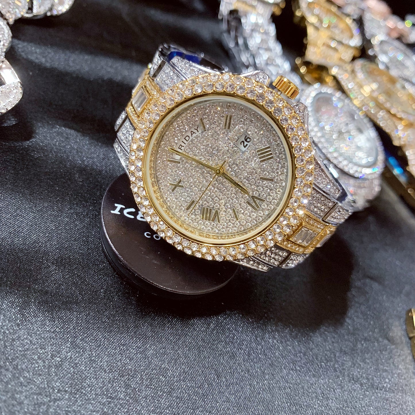 43MM Double Calendar Iced Out Quartz Watch