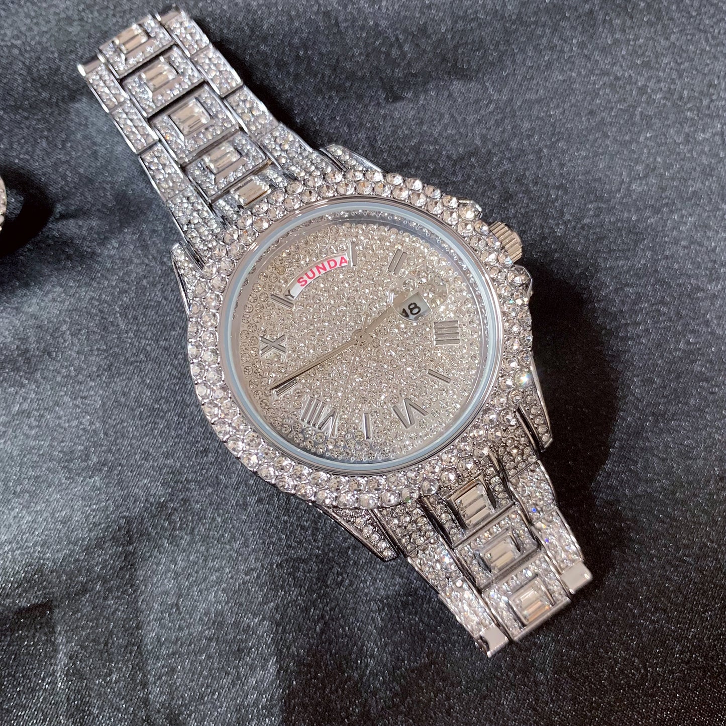 43MM Double Calendar Iced Out Quartz Watch